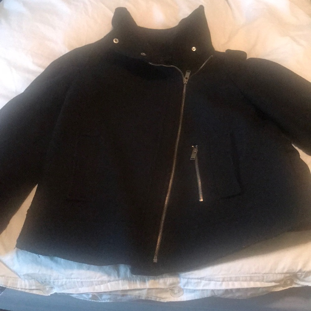 Black wool short coat